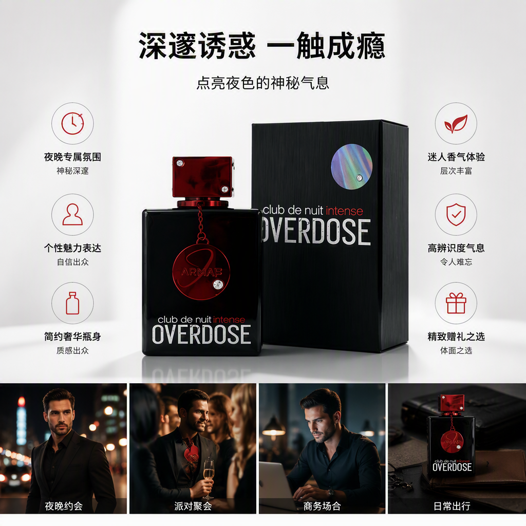 A classic and versatile gift set with a fashionable black packaging box, a red bottle cap perfume bottle and a white card gift box