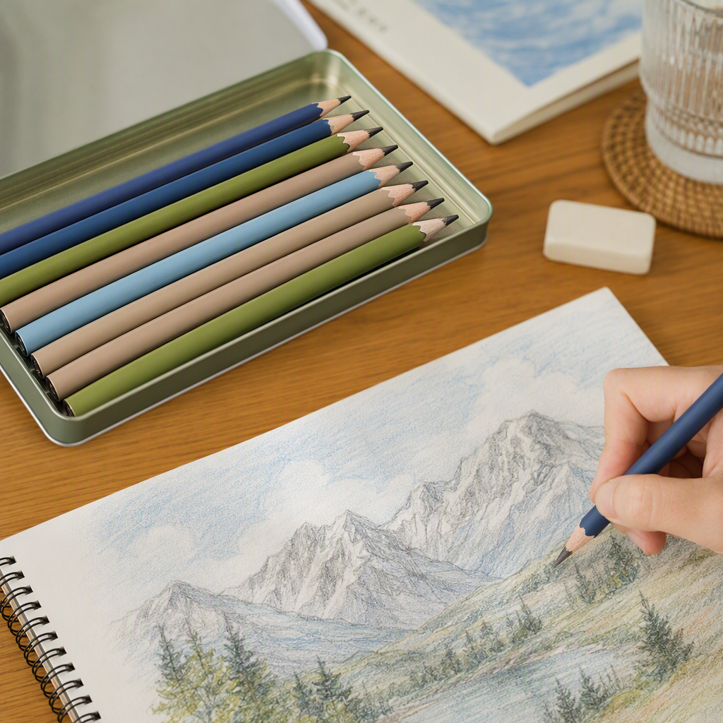 مجموعة أدوات الرسم الإبداعية المتعددة الألوان تحتوي على أقلام الرصاص الملونة المتخصصة للأطفال 12 12 لوحة رسم رسومات details Picture