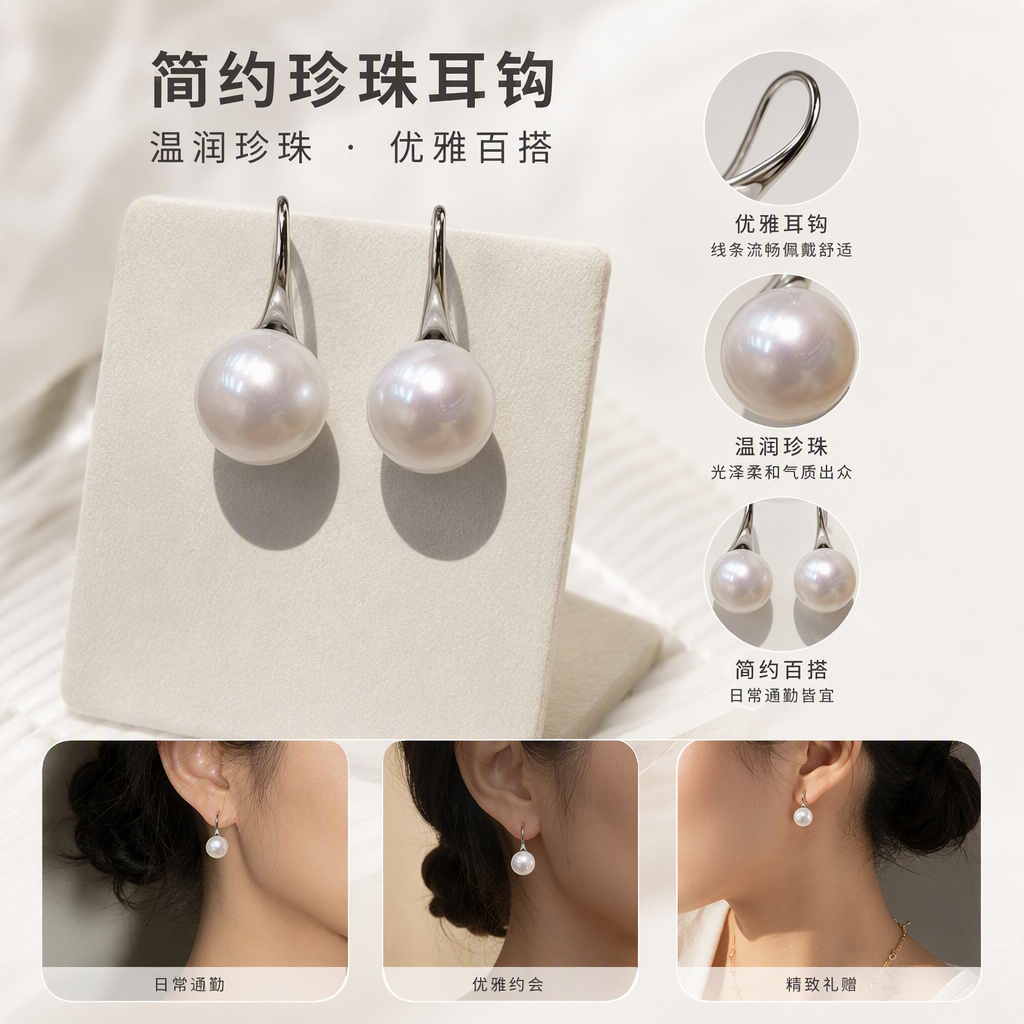 白色耳钉展示架珍珠耳环收纳架首饰架简约创意耳饰展示架收纳盒饰品架