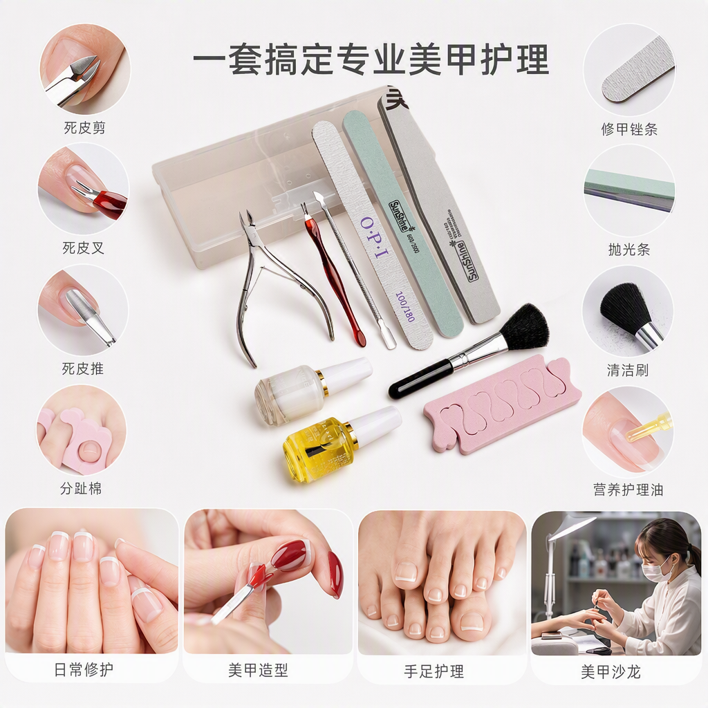 Multi-functional nail care tool set, nail repair, nail shaping, nail care and beauty tool set combination, professional hand care products