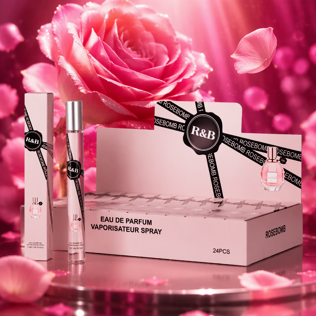 Pink glass perfume bottle, simple and fashionable ladies' fragrance container, gift box, perfume bottle decoration and display piece Specification image