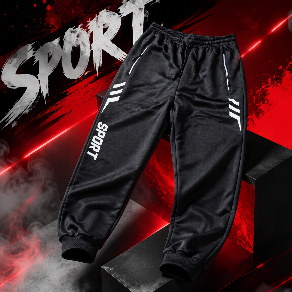 Comfortable, breathable, casual and loose long pants, sports casual pants, men's black sports pants, trendy and versatile sports long pants Specification image