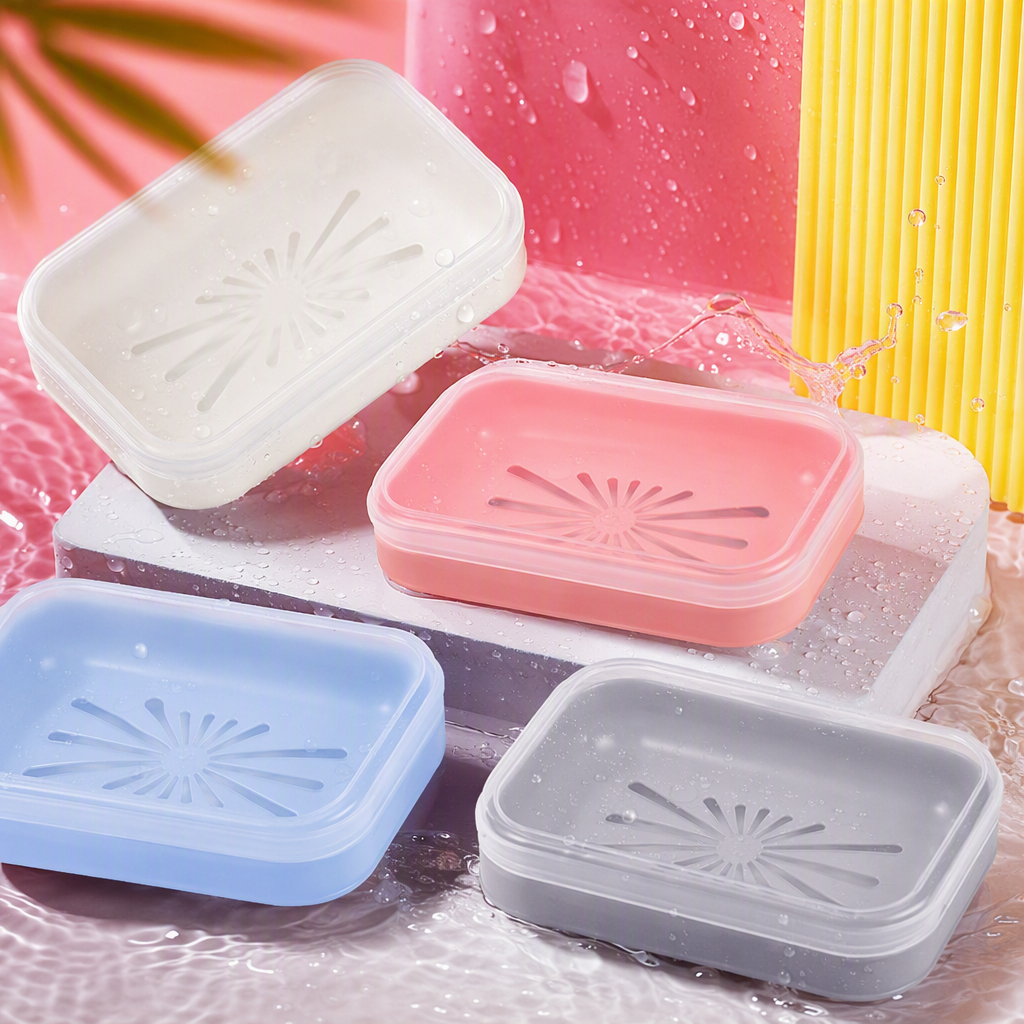 Creative pink plastic soap box storage box, bathroom toiletries organization and storage box, simple household items Specification image