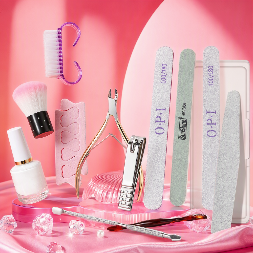 Professional nail care tool set of 12 pieces, multi-functional nail and hand care products, portable storage Specification image