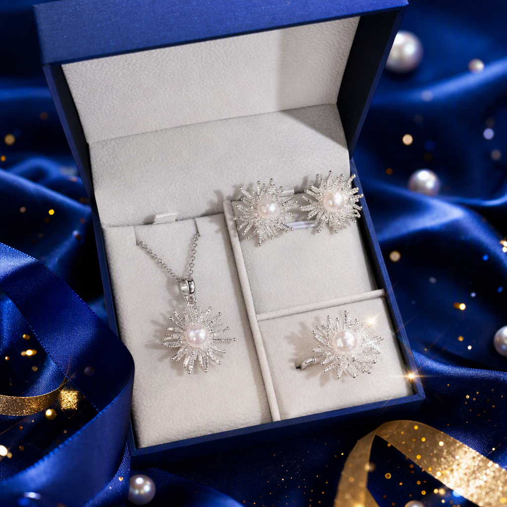 The silver pearl starlight jewelry set is simple, elegant, fashionable and versatile, making it an elegant gift Specification image