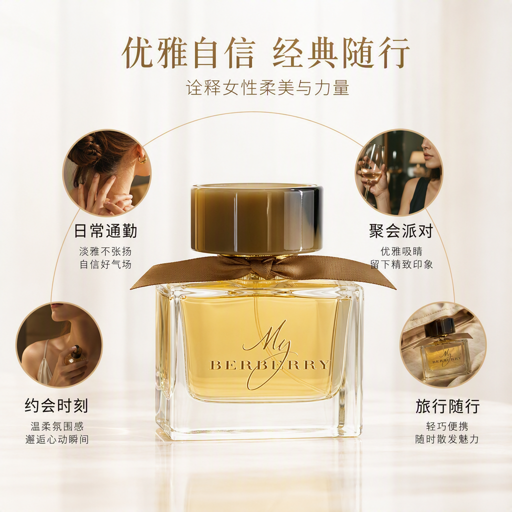 The golden packaging box with transparent glass bottle eau de toilette liquid printed with a bow decoration is suitable for giving a lady's fragrance as a gift