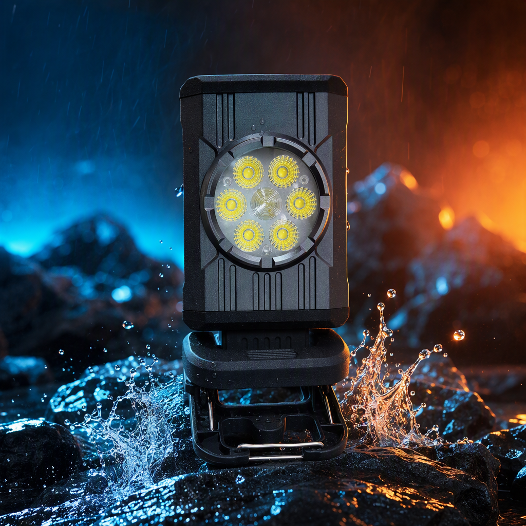 Nueva llegada multifuncional luz de trabajo LED luz brillante portátil portátil iluminación de mantenimiento al aire libre luz de trabajo con luz de trabajo de atmósfera colorida