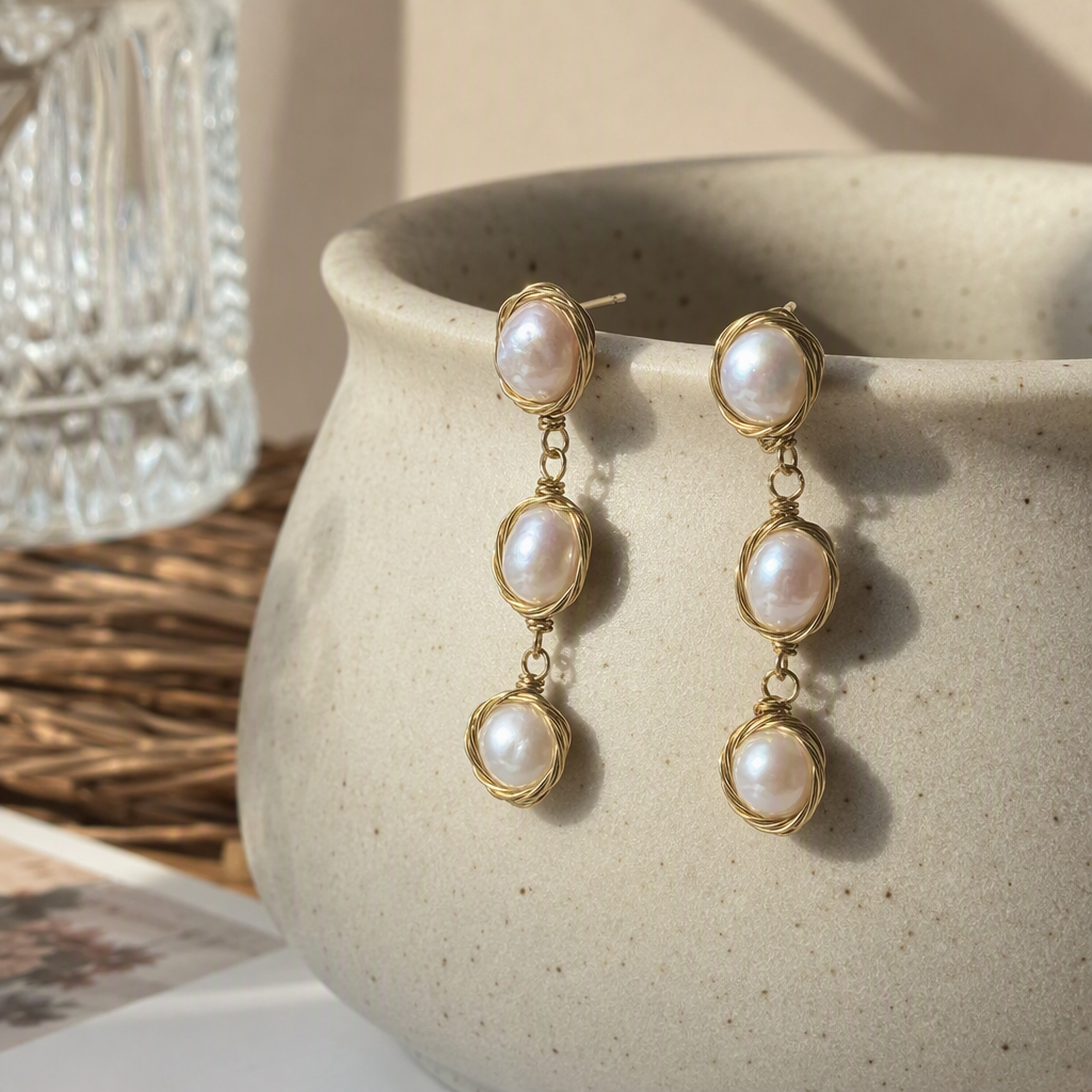 Línea de oro adornos de oídos con cuentas simples pendientes de moda para mujeres versión coreana temperamento accesorios de oído versátiles estilo de tendencia details Picture