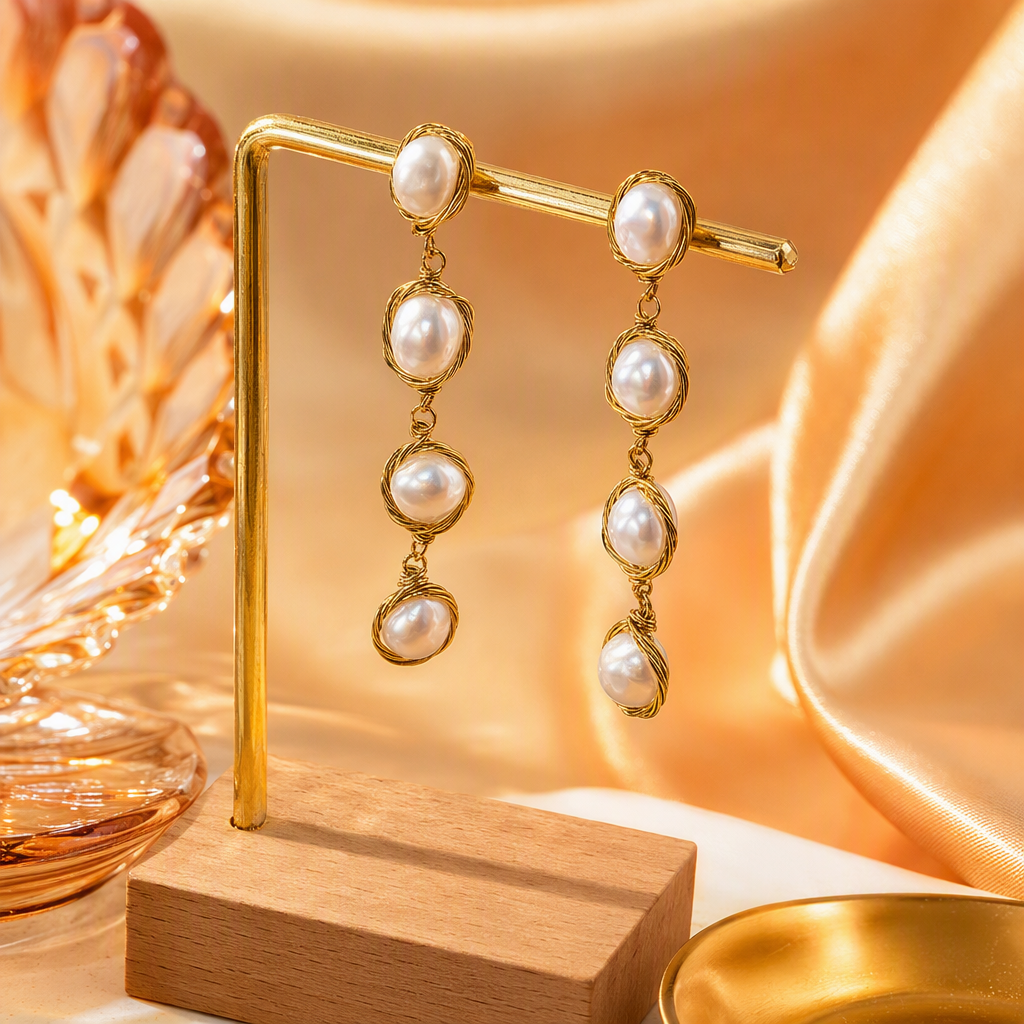 Línea de oro adornos de oídos con cuentas simples pendientes de moda para mujeres versión coreana temperamento accesorios de oído versátiles estilo de tendencia Specification image