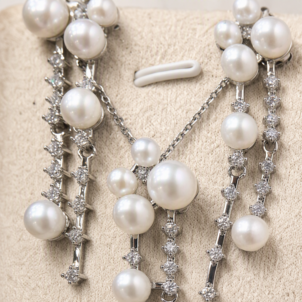 White pearl earrings and necklace set, elegant and stylish Korean style, simple and versatile, gift and accessory combination Application Scenario