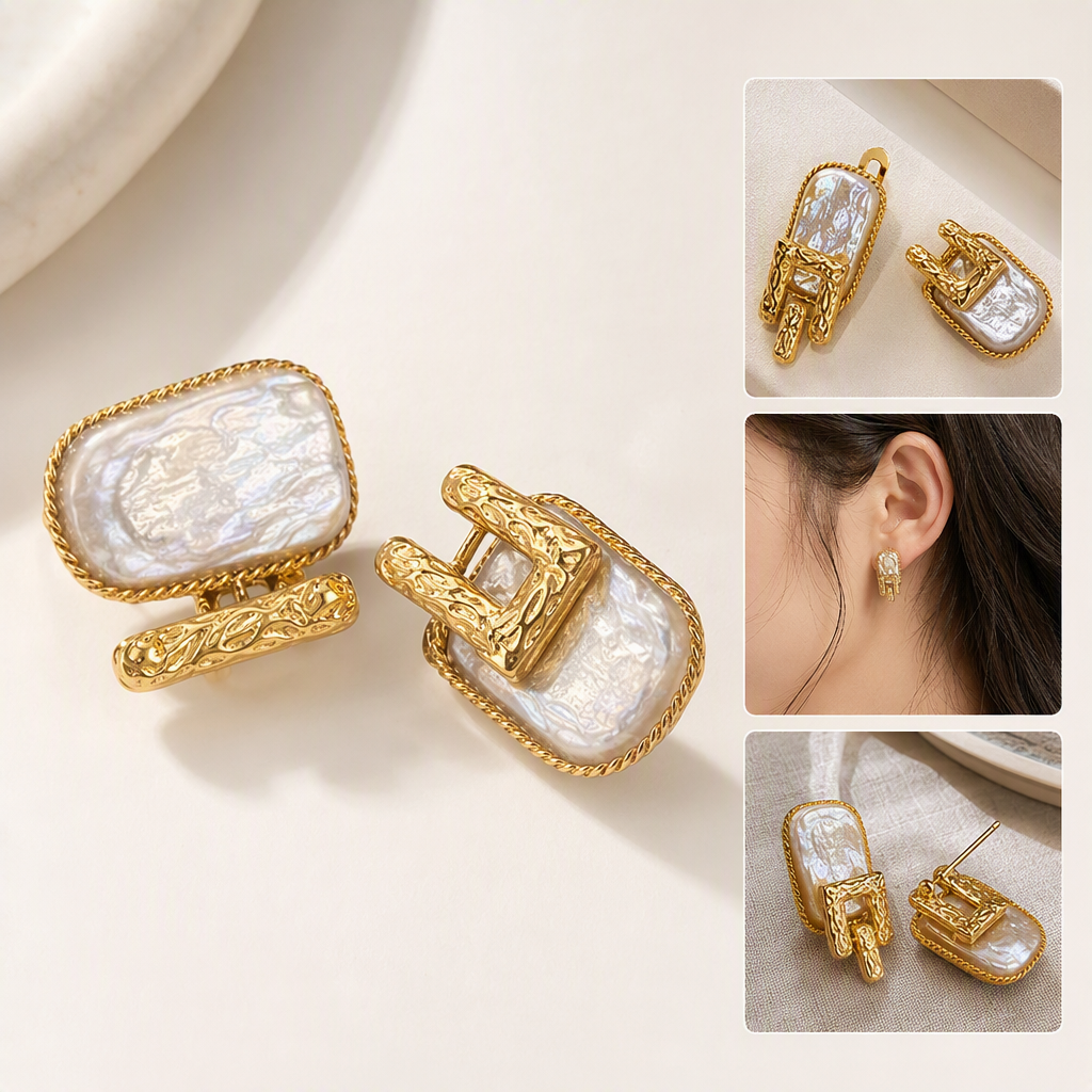 Fashionable golden stud earrings, simple and elegant earrings for women, Korean version, versatile earrings, trendy accessory gifts