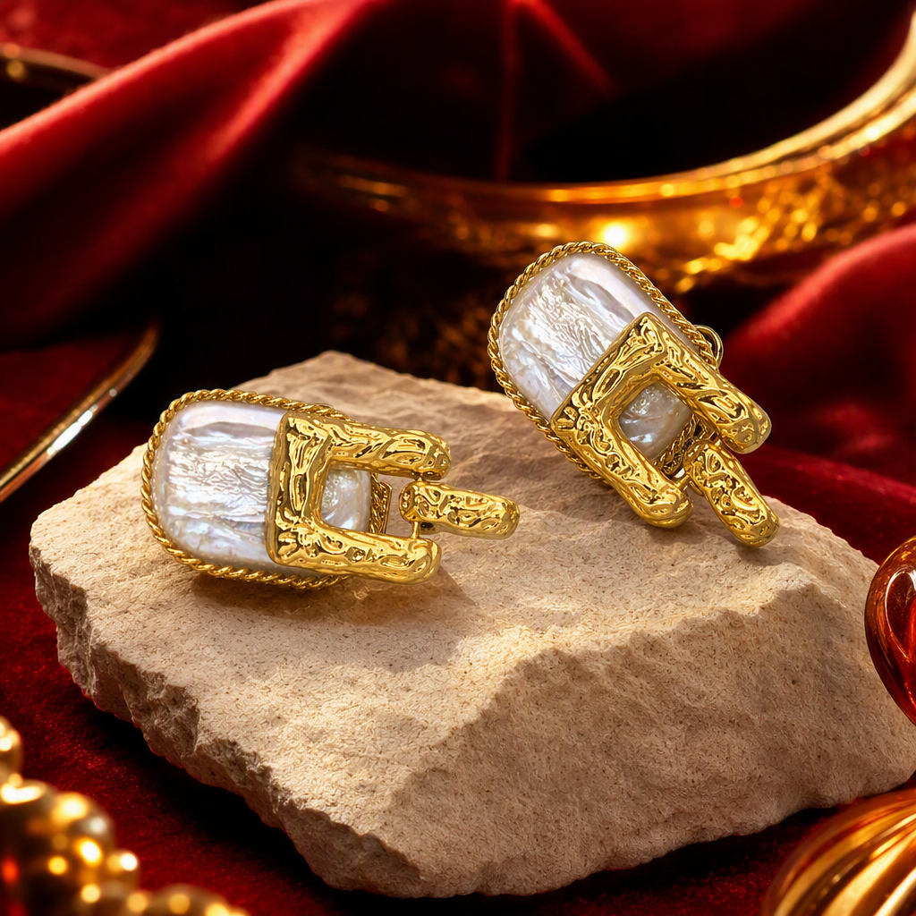 Fashionable golden stud earrings, simple and elegant earrings for women, Korean version, versatile earrings, trendy accessory gifts Specification image