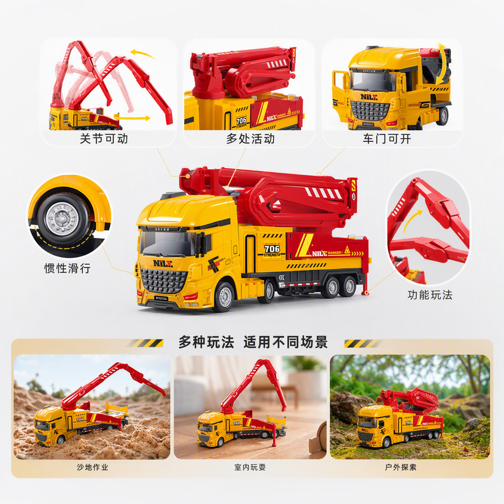 Colorful engineering truck model series children's toys assembly fun collection display figurine model gifts