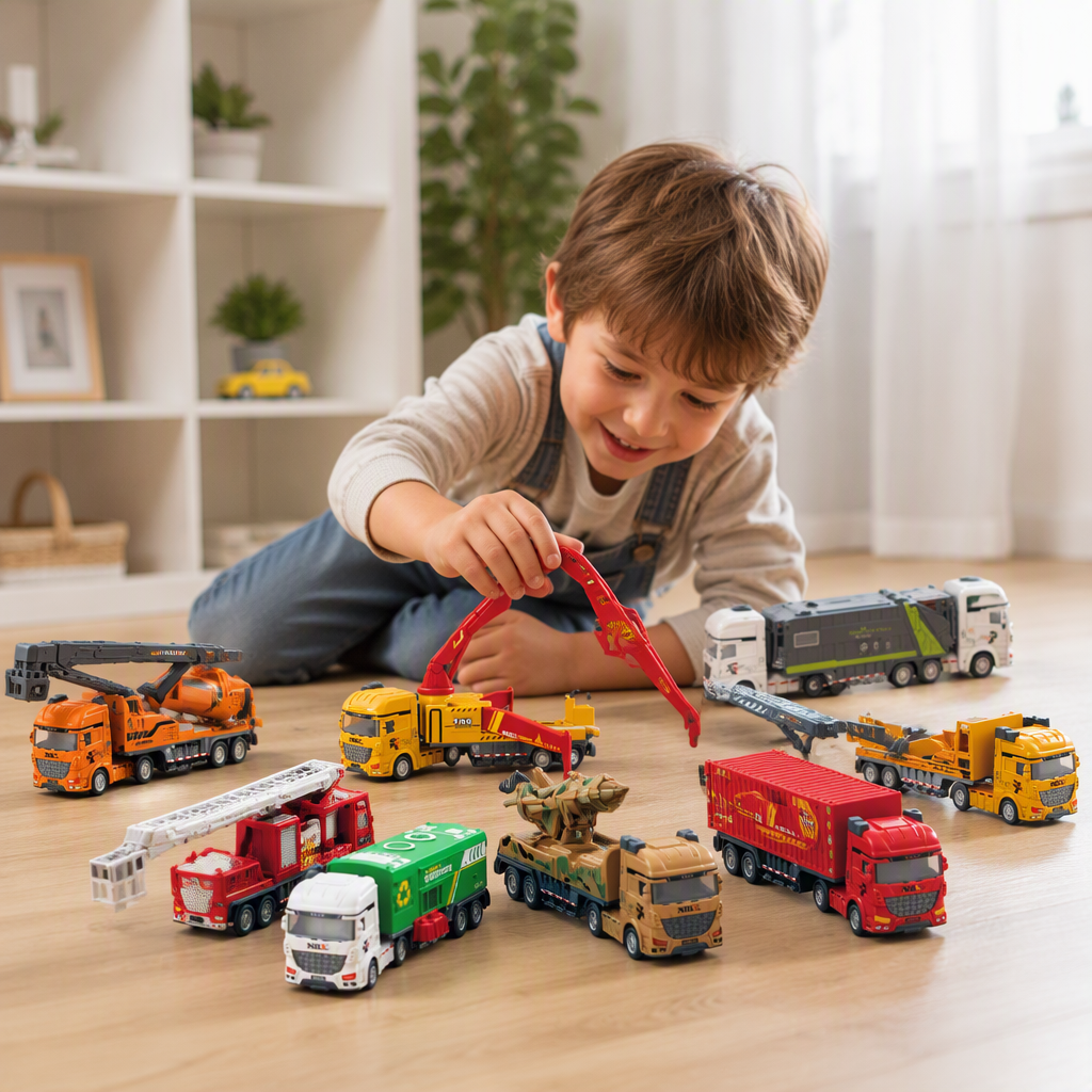 Colorful engineering truck model series children's toys assembly fun collection display figurine model gifts details Picture