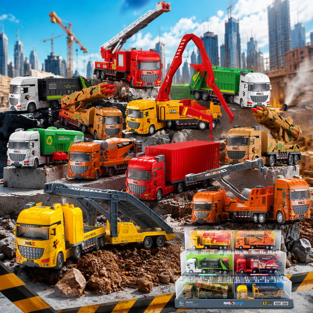 Colorful engineering truck model series children's toys assembly fun collection display figurine model gifts Specification image