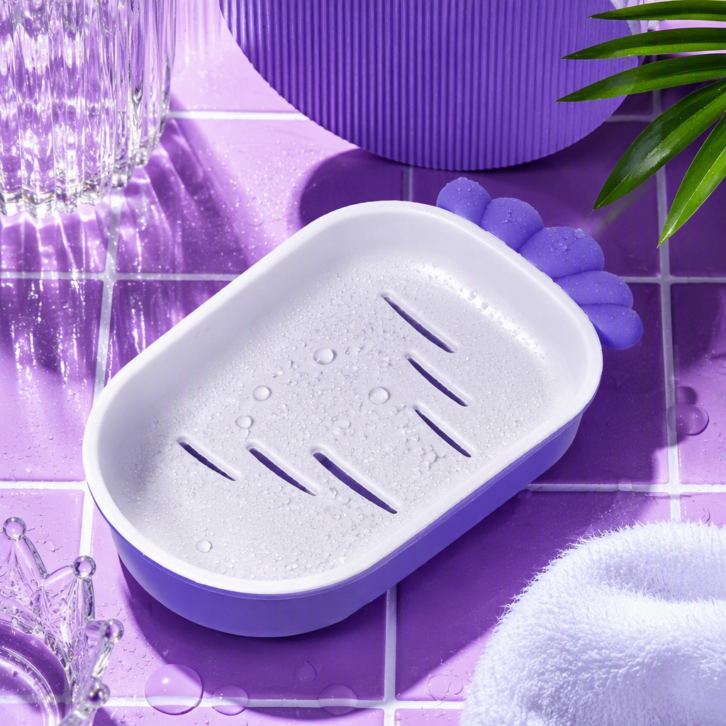 Púrpura zanahoria forma jabón caja de almacenamiento creativo lindo hogar accesorios de baño contenedor de almacenamiento embalaje de regalo Specification image