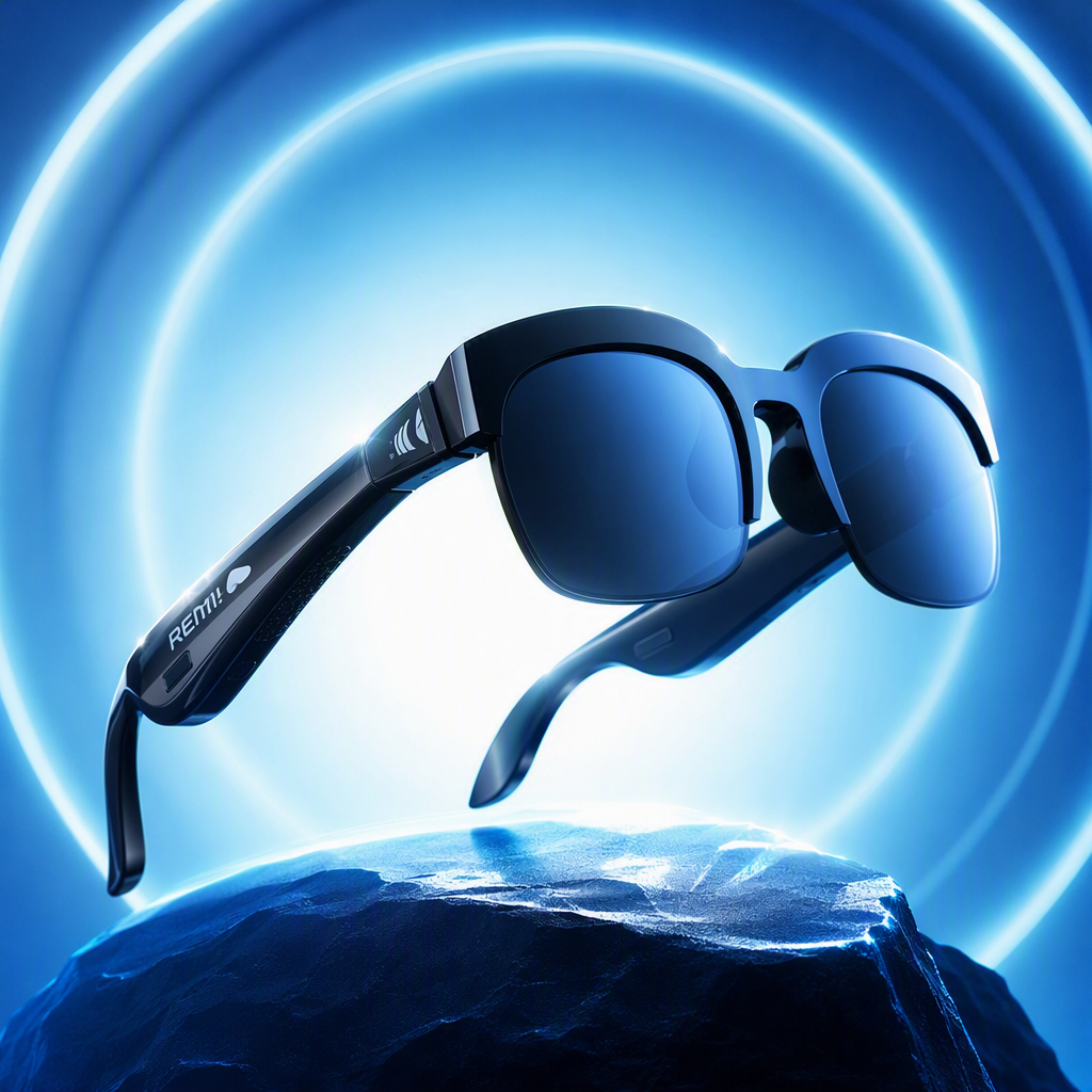 Fashionable black smart glasses, high-definition display, Bluetooth headphones, multi-functional portable eye health and eye protection wonder Specification image