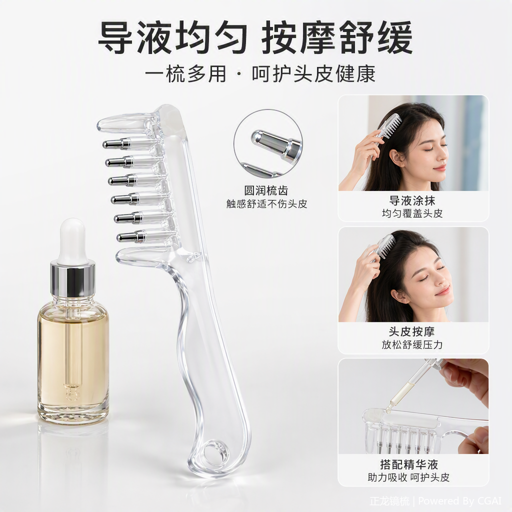 透明塑料发梳便携梳子防静电梳理梳光滑顺发梳子便携式清洁易携带详情1