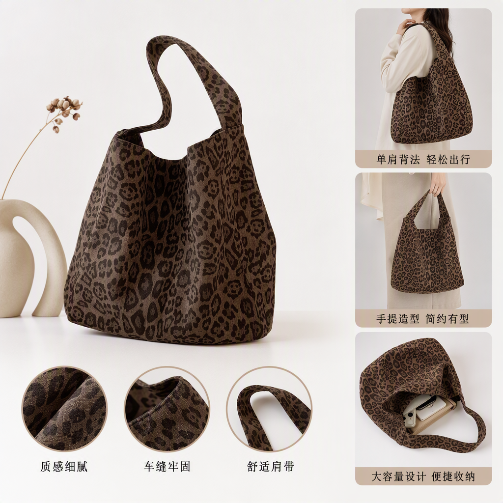 White polka dot tote bag, hand and shoulder, casual and versatile, large-capacity trendy women's bag, simple and fashionable shopping bag. 141016416
