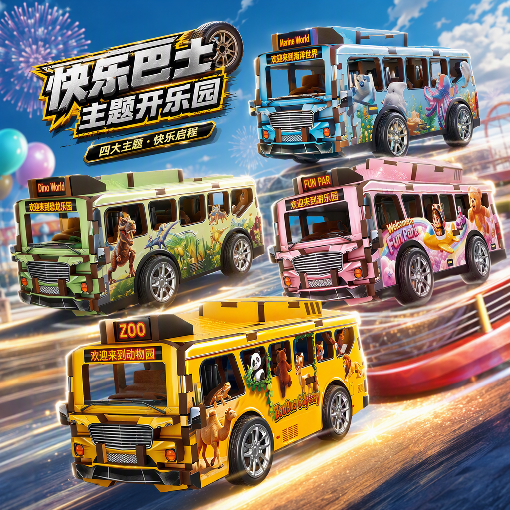 Colorful wooden three-dimensional puzzle bus model, children's educational assembly toy, creative puzzle game gift Specification image