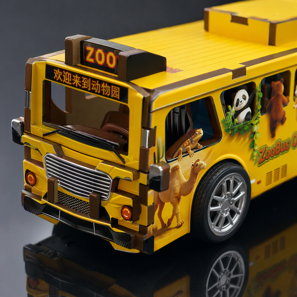 Colorful wooden three-dimensional puzzle bus model, children's educational assembly toy, creative puzzle game gift Application Scenario