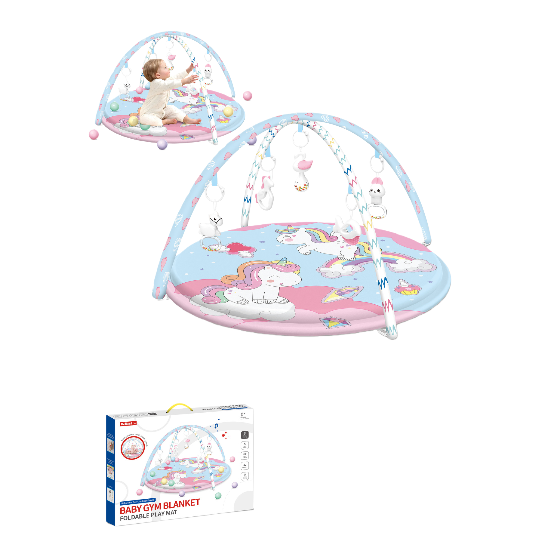 Color unicornio patrón baby fitness rack trepadora multifunción early learning toy baby crawl rack para niños puzzle juego estante Item Picture