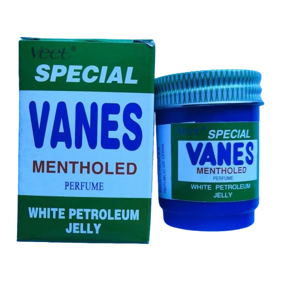 VEET SPECIAL VANES Mint Scented Vaseline Cream, green packaging box, blue can, Moisturizing, Repairing and skin care, 50g Item Picture