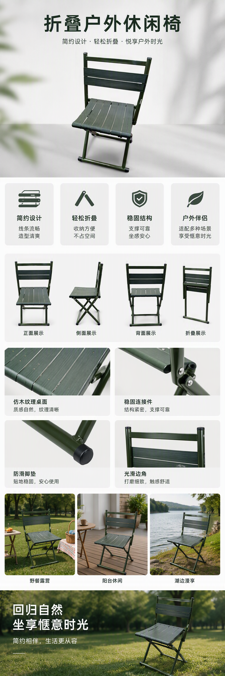 多功能折叠椅简易家装家具便携休闲餐厅办公椅轻便耐用款式多色可选详情1