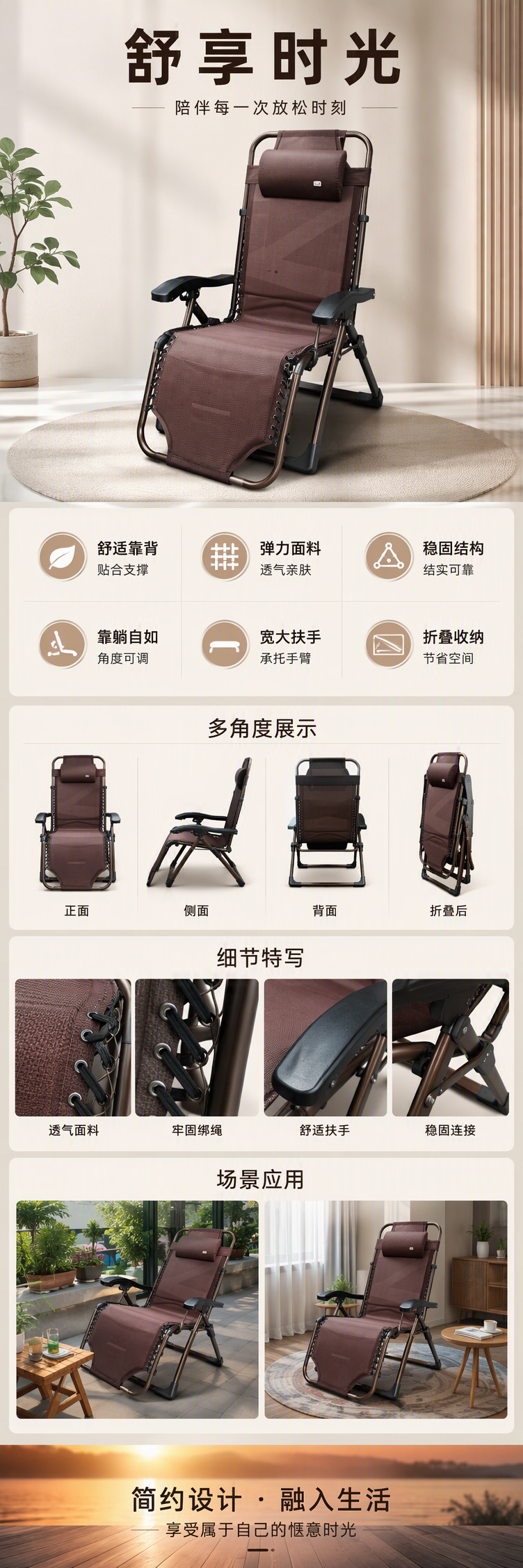 多功能便携折叠椅户外休闲躺椅单人便携式月亮椅便携折叠座椅详情1