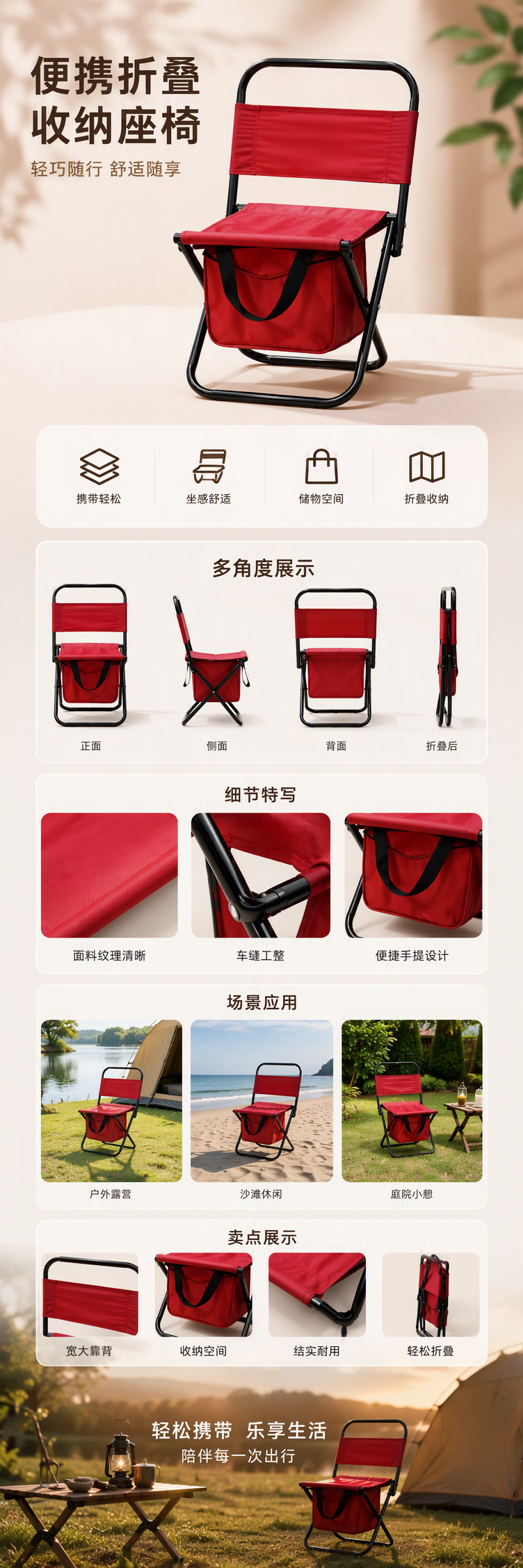 多功能折叠凳简约家用便携轻巧实用室内户外休闲座椅家具用品详情1