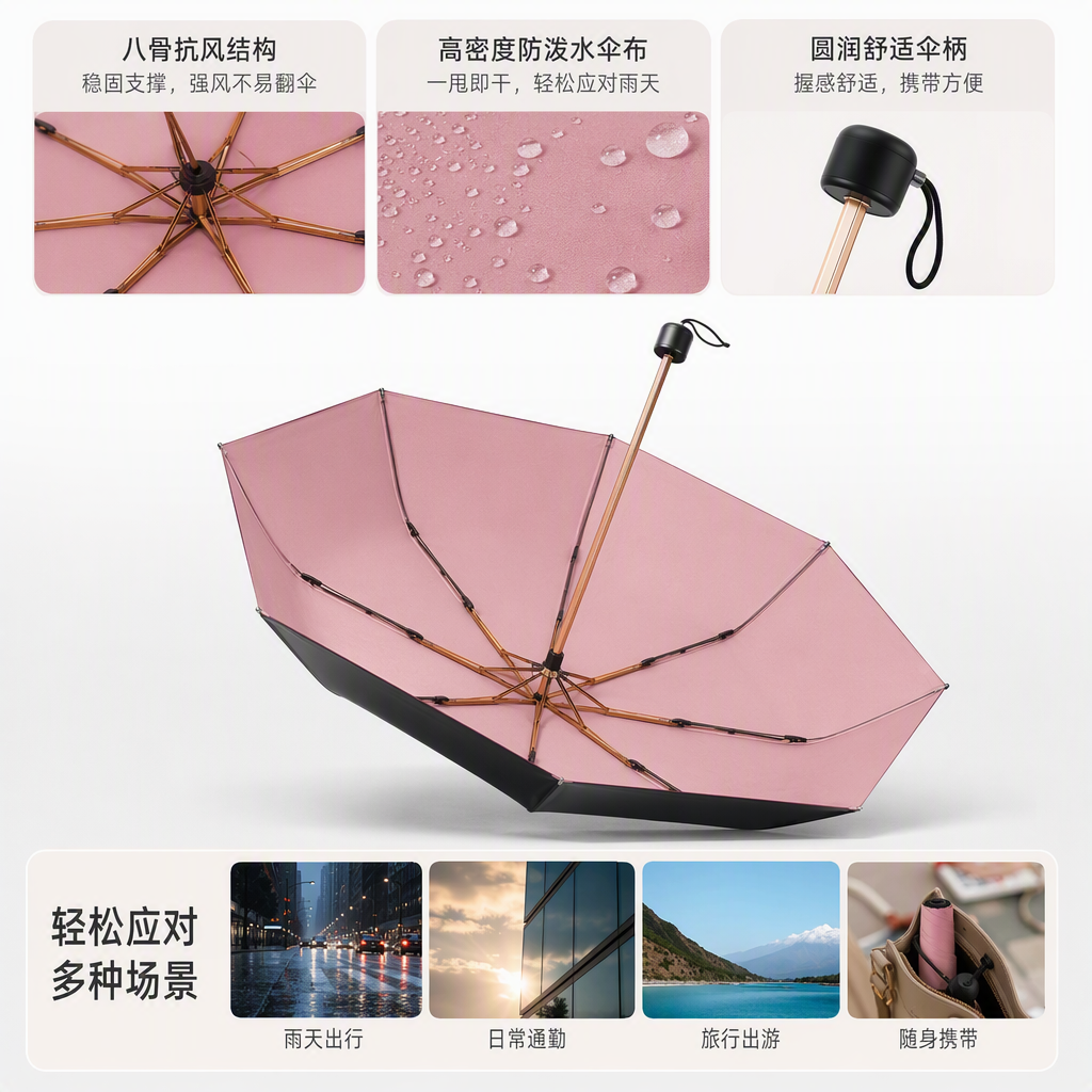 多功能防风遮阳雨伞轻便耐用防雨防晒晴雨两用伞男女通用
