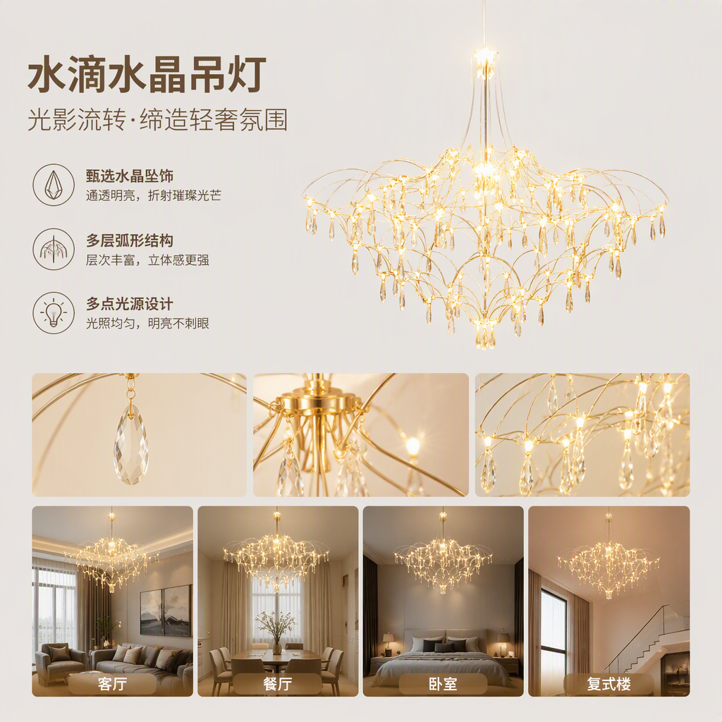Modern and simple household chandeliers, creative lighting fixtures for living rooms, dining rooms and bedrooms, creating a warm and cozy atmosphere details Picture