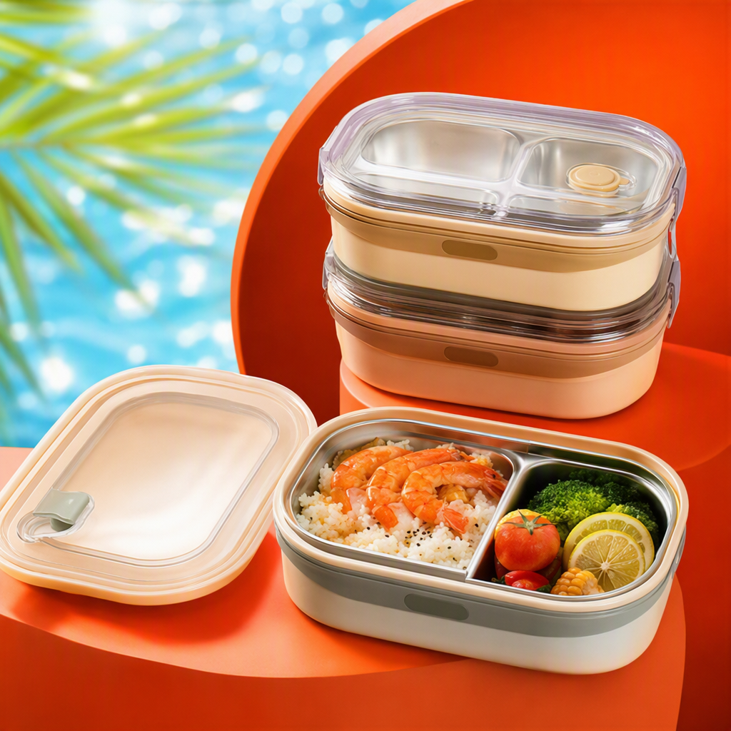 Multi-compartment transparent lid portable lunch box with sealed compartments, student and adult lunch box, tableware storage box Specification image