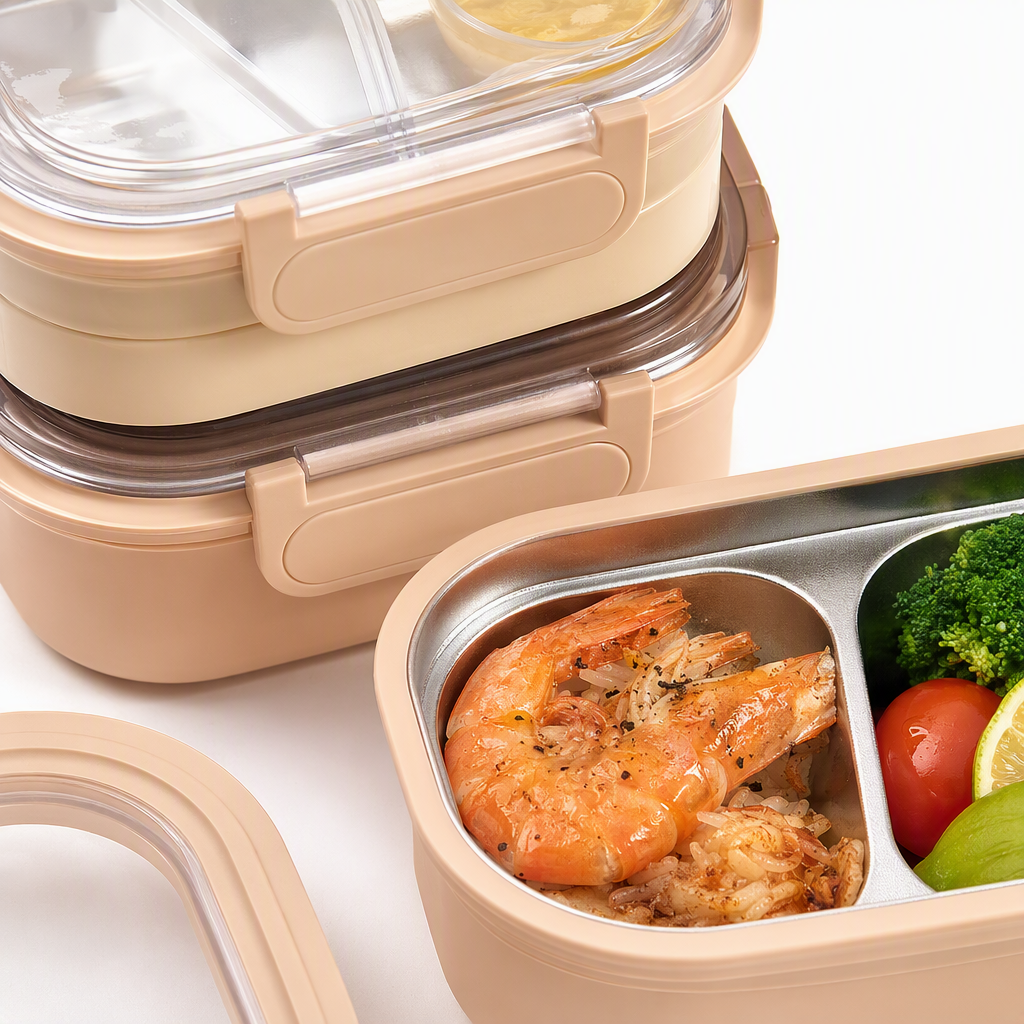 Multi-compartment transparent lid portable lunch box with sealed compartments, student and adult lunch box, tableware storage box Application Scenario