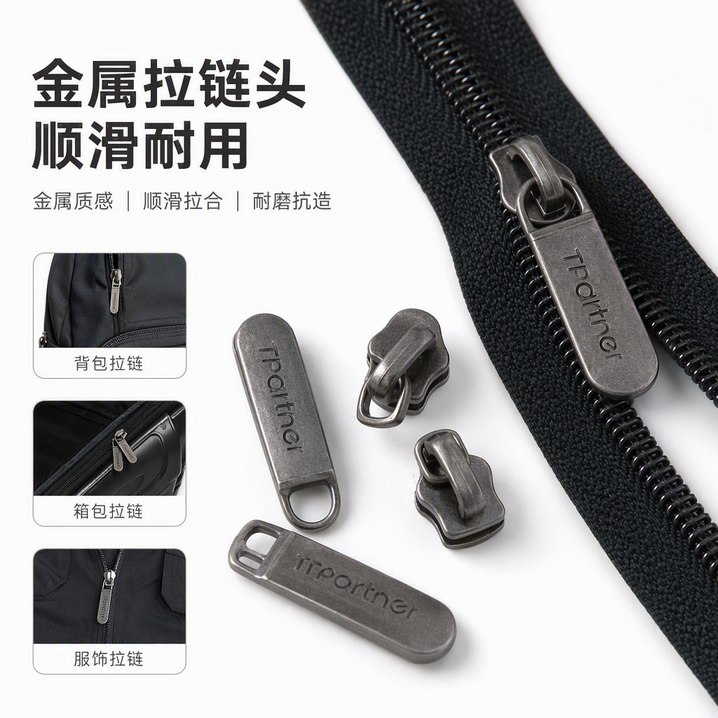 高品质银色金属拉链头耐磨耐用服装包包配件简约时尚设计