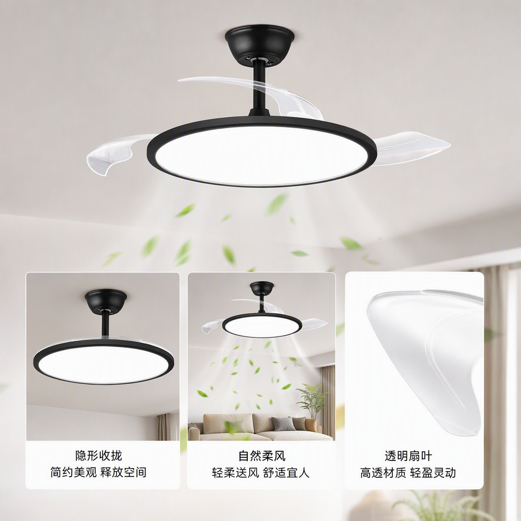 Two-season multi-functional ceiling fan with silent remote control for home air circulation, suitable for both summer and autumn, energy-saving and noise-reducing Application Scenario