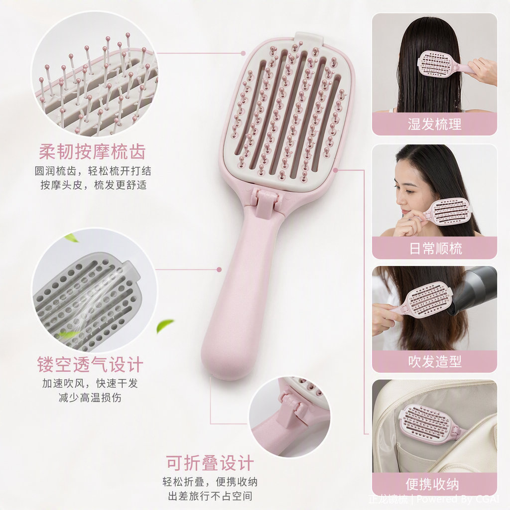 彩色塑料梳子多款可选防静电柔顺发梳梳齿盖设计美发工具详情2