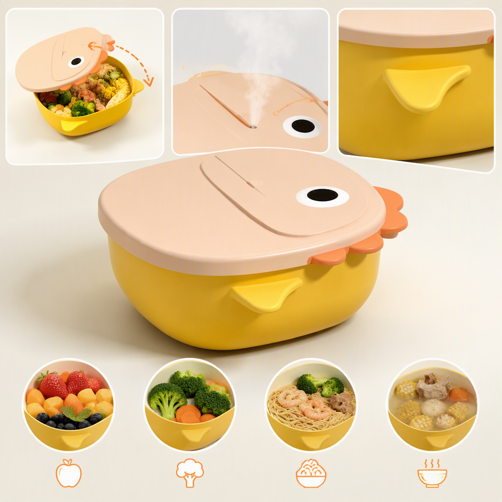 【OSEO】26Q3#XTQ6342 Children's sealed food storage box, lunch box, portable plastic tableware, durable compartments food storage box details Picture