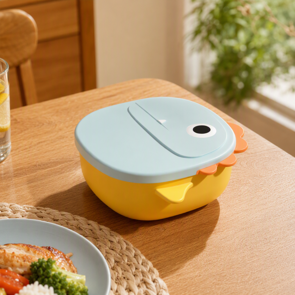【OSEO】26Q3#XTQ6342 Children's sealed food storage box, lunch box, portable plastic tableware, durable compartments food storage box Specification image
