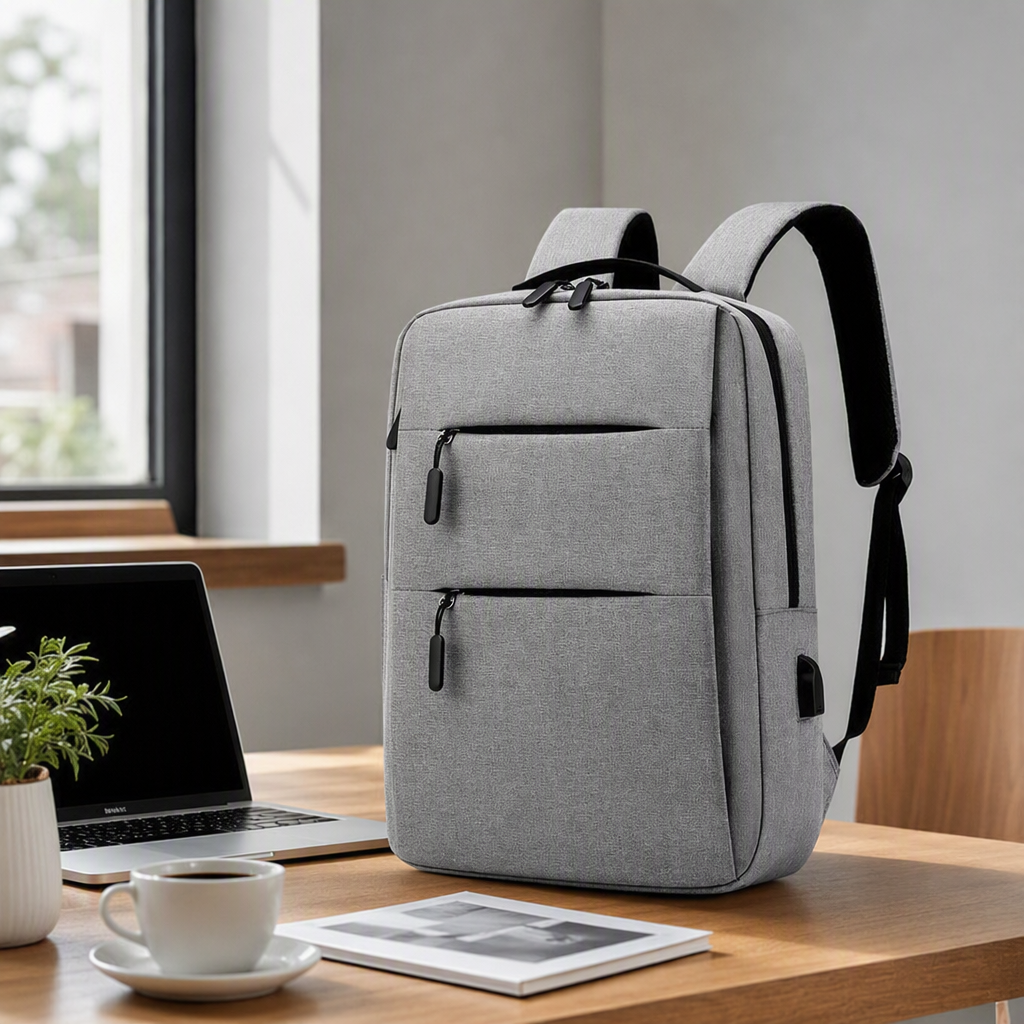 Fashionable and casual grey backpack with large capacity for students, suitable for both men and women, a trendy travel backpack details Picture