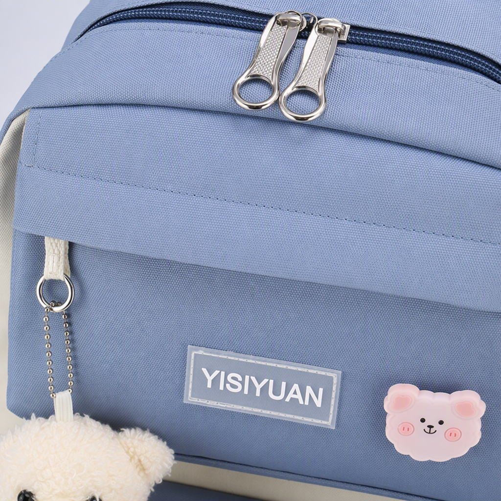 Student schoolbag accessory set: Blue multi-functional pen case, book holder, bookmark, book lamp, children's backpack, trendy and casual student supplies Application Scenario