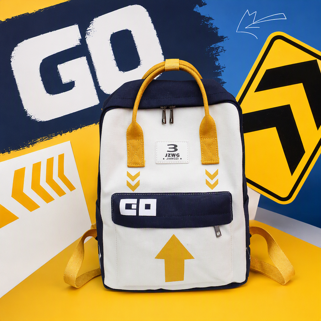 Colorful color-blocked backpack, fashionable, casual and sporty student bag, trendy and versatile, large capacity, suitable for both men and women Specification image