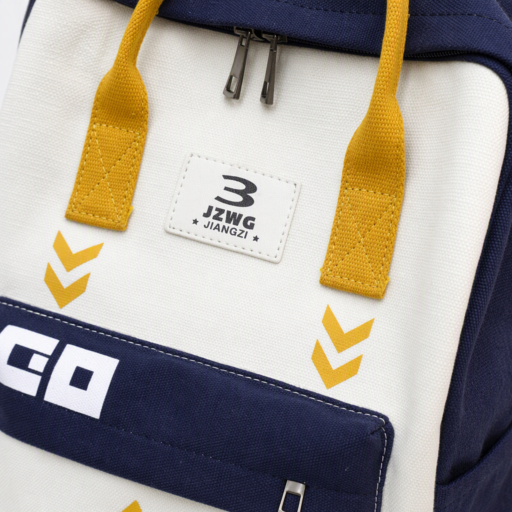 Colorful color-blocked backpack, fashionable, casual and sporty student bag, trendy and versatile, large capacity, suitable for both men and women Application Scenario