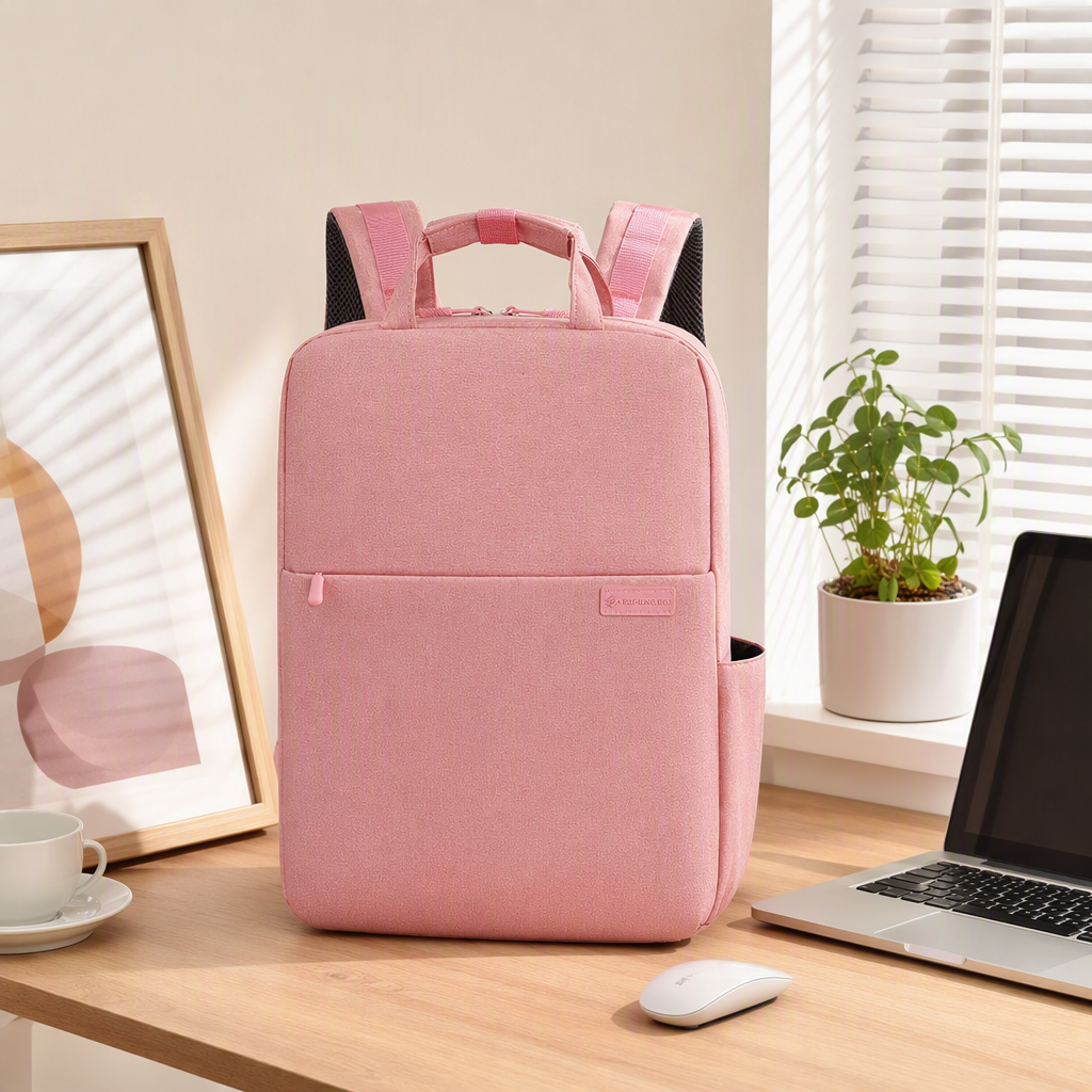 Fashionable and versatile pink backpack for women, Korean version casual student hand-held large-capacity trendy travel bag for women details Picture