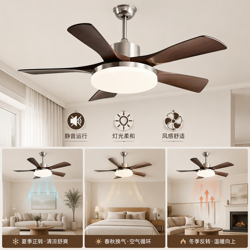 Moderno y minimalista ventilador luminaria de techo sala dormitorio comedor iluminación multifuncional ahorro de energía diseño silencioso Specification image