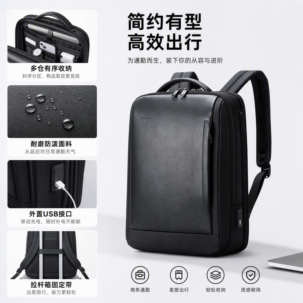 Fashionable and versatile large-capacity backpack for men and women, casual travel, students, black backpacks, trendy styles