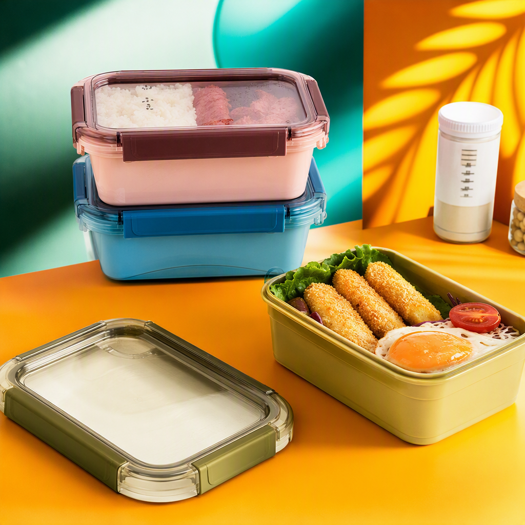 Colorful and creative portable lunch box for students and children, cartoon sealed storage box with compartments, lunch box, plastic Specification image
