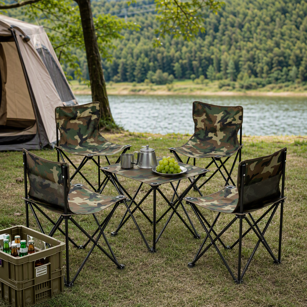 Multi-functional outdoor folding table and chair, leisure home decoration building materials, outdoor leisure furniture, portable, convenient and durable combination set Application Scenario