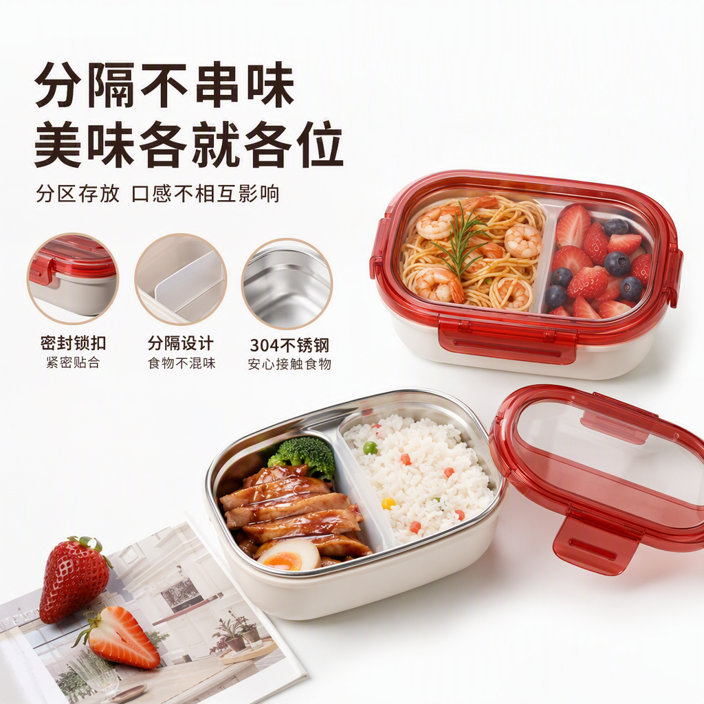 Cute cartoon pattern portable lunch box, student and children's lunch box, plastic lunch box with lid, tableware storage box