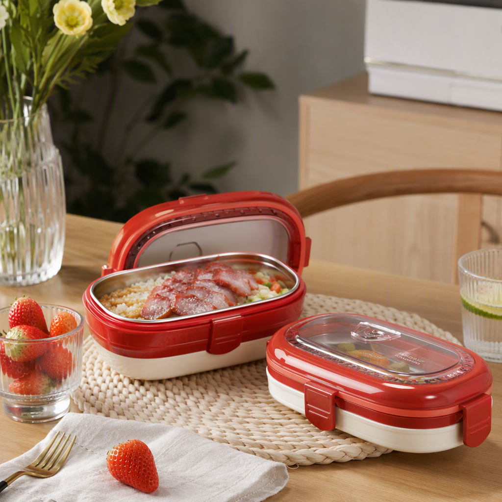 Cute cartoon pattern portable lunch box, student and children's lunch box, plastic lunch box with lid, tableware storage box details Picture